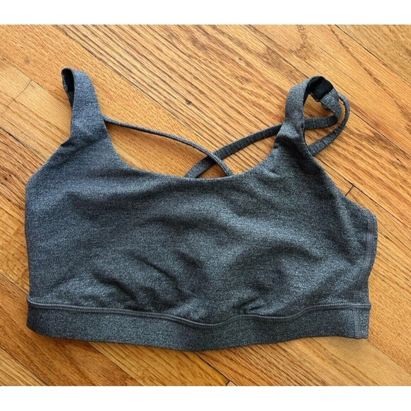 Lululemon Energy Sports Bra 8 Heathered Black Strappy Athletic Criss Cross - Picture 3 of 5